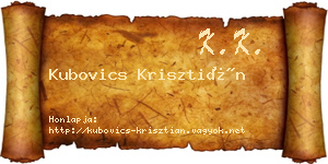 Kubovics Krisztián névjegykártya