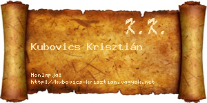 Kubovics Krisztián névjegykártya